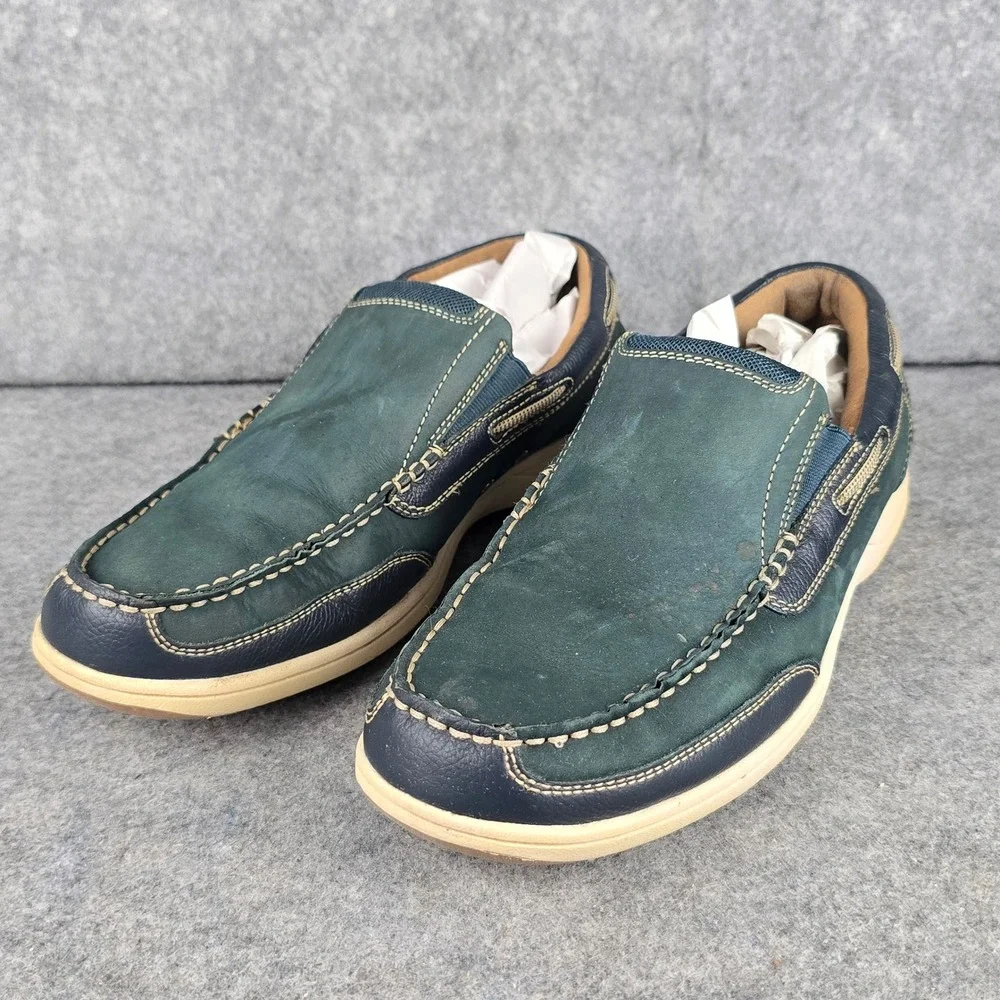 Florsheim Mens 11 M Navy Blue Suede Leather Slip On Boat Shoes Loafers 11391-410